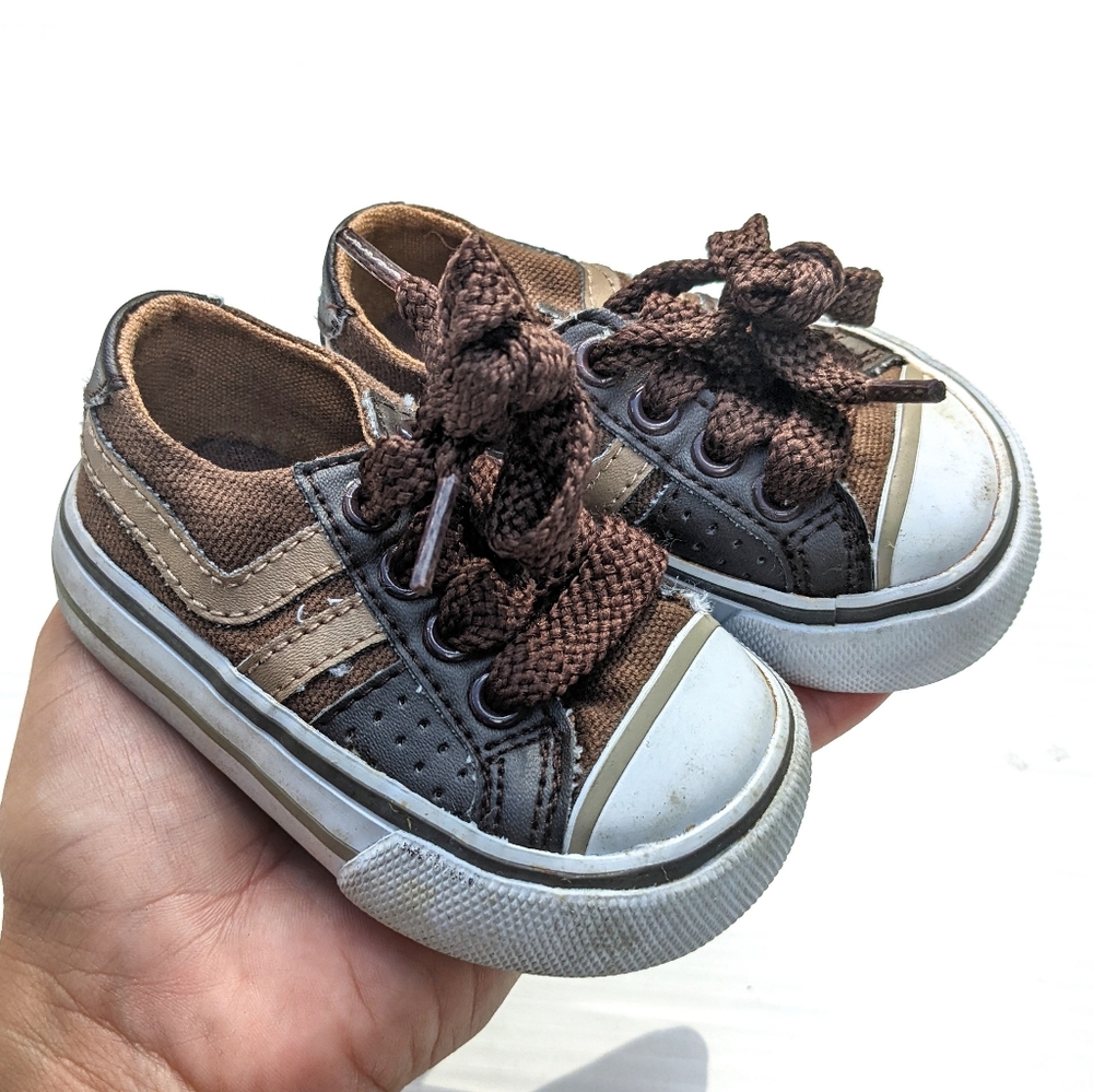 TEENY TOES baby boy brown converse style sneakers
